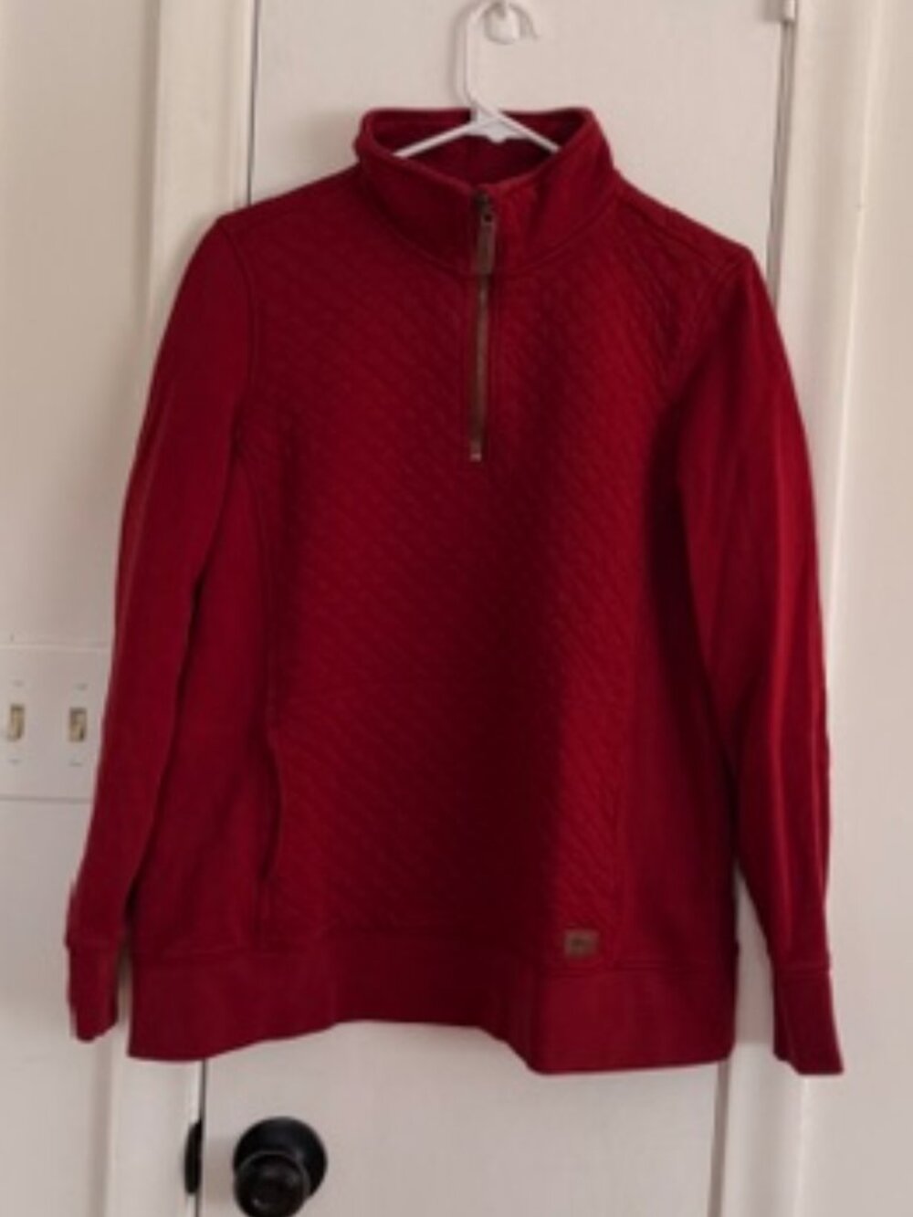 LL Bean Red Quilted Quarter-Zip Pullover – Women’s Size Large